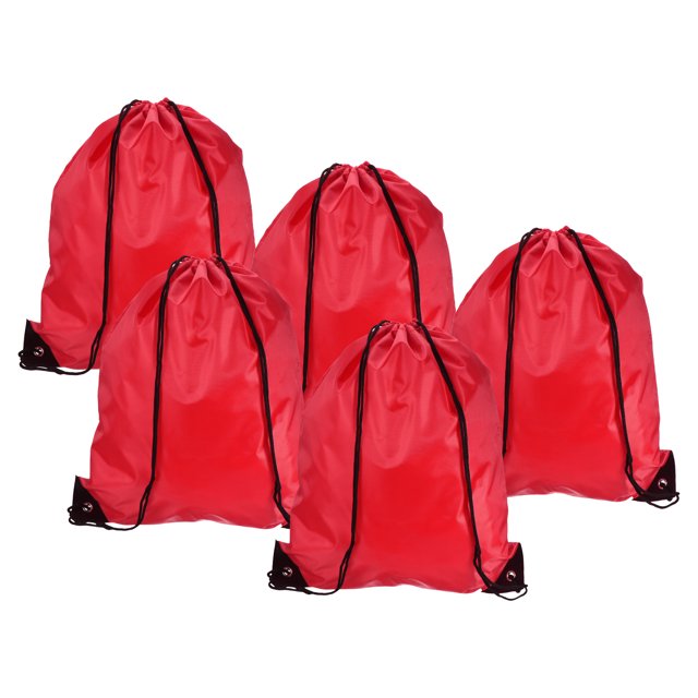 Unique Bargains 42x34cm Nylon Drawstring Bag Bulk Storage Cinch Backpack Sack, Red 10 Pack
