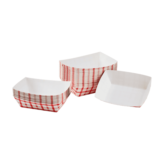 Karat [0.5 lb - 1000 Pack] Paper Food Boat, White and Red Nacho Tray (FP-FT050G)