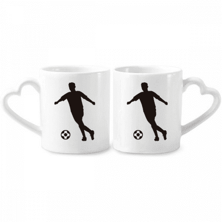 

Sports Outline Football Soccer Couple Porcelain Mug Set Cerac Lover Cup Heart Handle