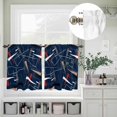 thumbnail image 5 of Kitchen Window Curtains Valance and Tier Set, Abstract Geometric on Navy Blue Rod Pocket Tier Curtain Valance Set, Color Block Minimalist Style Light Filtering Cafe Curtains for Bedroom Living Room, 5 of 9