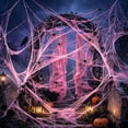 thumbnail image 5 of Zoxiy Halloween Spider Web Decorations,Glow In The Dark Halloween Cotton Spider Web,Stretchable Fluorescent Luminous Stretch Cobweb Material for Halloween Indoor Outdoor Party Scene Display, 5 of 9