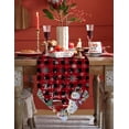 thumbnail image 4 of Table Runner Dresser Scarves Winter Christmas Tree Snowman Cotton Linen Burlap Table Cover Snowflake on Black Red Plaid Table Runners for Family Kitchen Dining Holiday Party Banquet Decor, 4 of 5