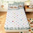 thumbnail image 4 of Manfei Jungle Giraffe Lion Zipper Twin Comforter Sets with Fitted Sheet and 2 Pillowcases, Waterclor Spring Leaf Zipper Bedding Set, White Green, Polkadot Reversible, 4pcs, 4 of 7
