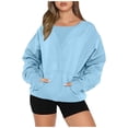 thumbnail image 2 of AXXD Womens Tops Dressy Casual Tunic Basic Summer 2024 Long Sleeves Casual Shirts Color Round Neck Pokets Sweatshirt Pullover Loose Tunic Tops, 2 of 7