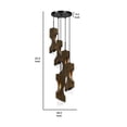 thumbnail image 5 of 5 Light Metal Frame Pendant Fixture with Wooden and Glass Shades, Brown, 5 of 5