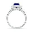 thumbnail image 2 of Angara Natural 1 Ct. Blue Sapphire with Diamond Halo Ring in 14K White Gold for Women (Ring Size: 12), 2 of 10
