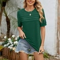 thumbnail image 6 of Uaswgudfs Women's Summer Blouse & T-Shirts: Casual Short Sleeve Shirts with Curved Hem, Round Neck Solid Top, 6 of 7