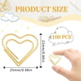 thumbnail image 2 of HUGFEGWE 100 Pcs Metal Paper Clips, Mini Love Heart Shaped Paper Clips Bookmarks, Small Paperclips Clamps with Clear Box, Heart Paperclips for Photos Document Notes Organizing (Gold) AZ824-7364, 2 of 8