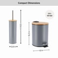 thumbnail image 5 of Gray Bathroom Set with Bamboo Lid - Matte Metal Trash Can and Toilet Brush, 5 of 8