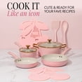 thumbnail image 3 of Paris Hilton 10-Piece Ceramic Nonstick Cookware Set, Cast Aluminum, Clean Ceramic Nonstick Coating, Dishwasher Safe, Pink, 3 of 9