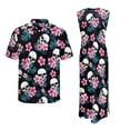 thumbnail image 5 of Uorisanigo Hawaii Skull Couple Matching Outfit Men's Short Sleeve Shirt Casual Hawaiian Shirts and Women's Summer Dress with Pocket Split Sleeveless Beach Sundress Size S, 5 of 8