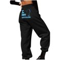 thumbnail image 4 of miqiqism Clearance Women Valentines Day Sweatpants High Waisted Baggy Bottom Casual Elastic Drawstring Trousers Fashion Heart Letter Sweatpant Trendy Outfit,01_Black,Small, 4 of 5