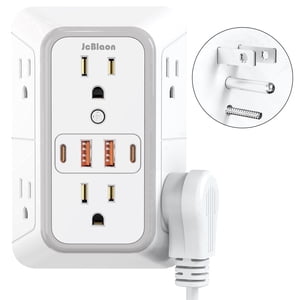 JcBlaon 10-in-1 Outlet Extender with USB Ports