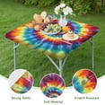 thumbnail image 4 of Colorful Tie Dye Mandala Pattern Square Fitted Tablecloth with Elastic Edge,Square Table Cover,Washable Elastic Table Cover for Home Kitchen Party Decor 34"x34", 4 of 6