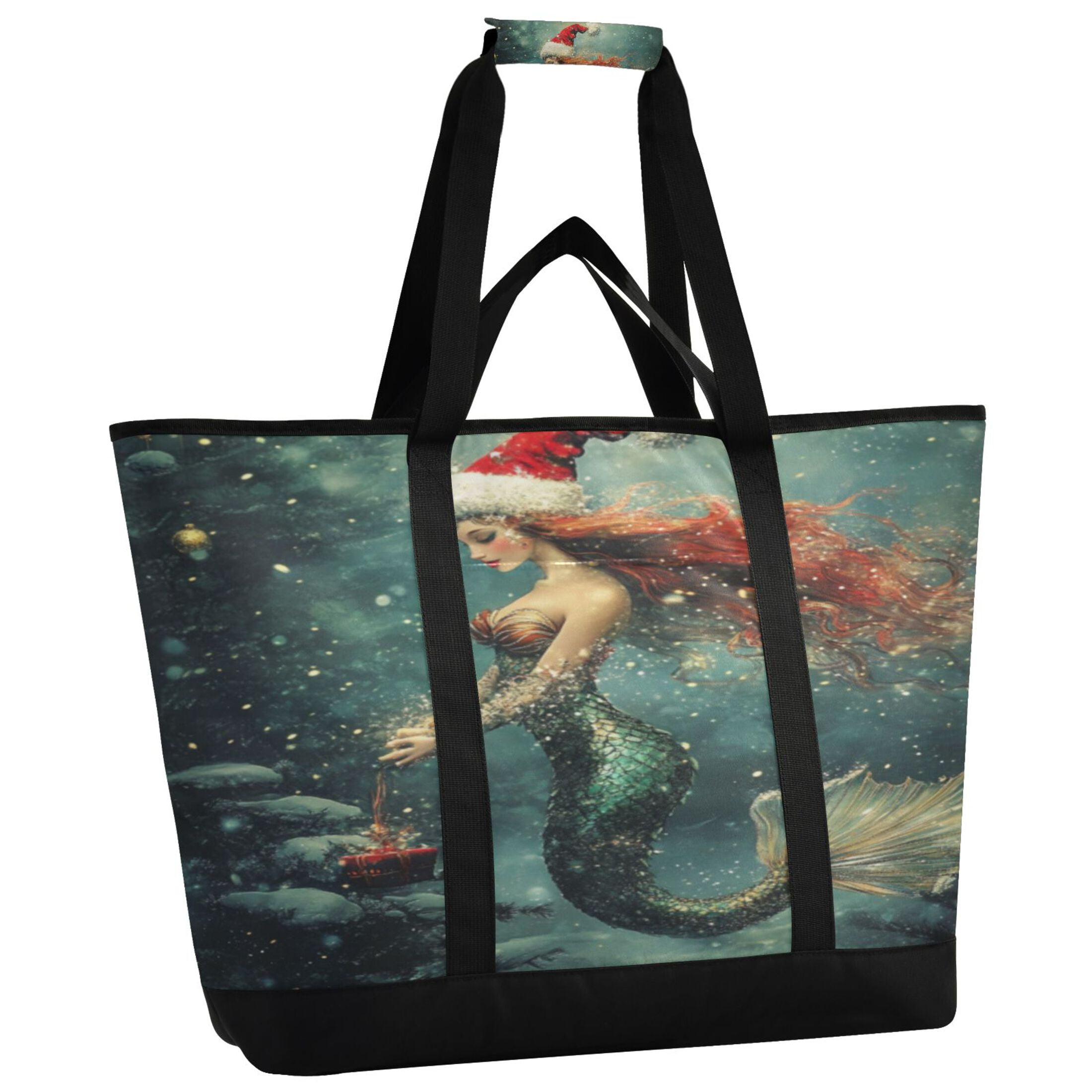 Large Hand-held Ice Pack Picnic Bag Insulation and Refrigeration Suitable for Shopping Picnics and Camping Christmas Lovely Mermaid