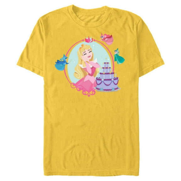 Disney Princess Aurora Sleeping Beauty Birthday - Short Sleeve Blended T-Shirt for Adults - Customized-Yellow