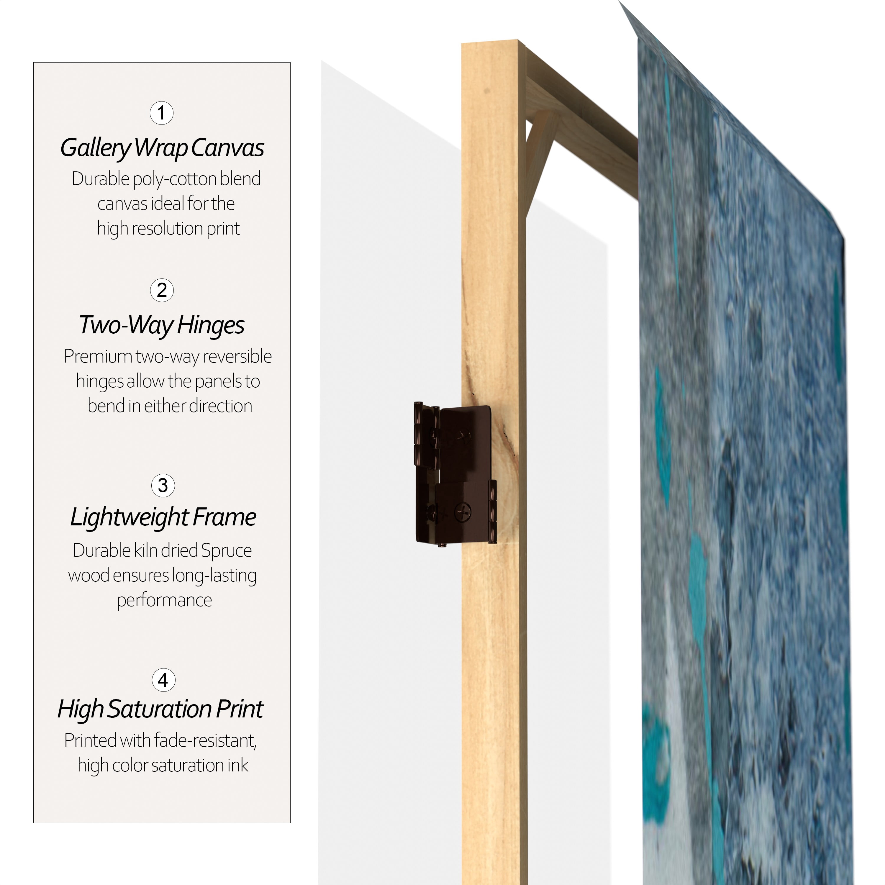 Oriental Furniture 6 ft. Tall Blue Dream Canvas Room Divider - 3 Panel