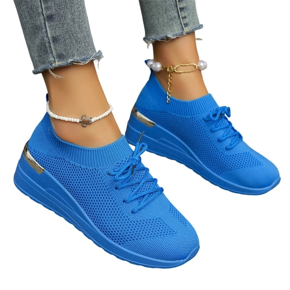 Domzle Women's Running Shoe Lightweight Fashion Sneaker for Jogging Walking Light Workouts Blue 37