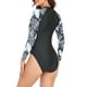 thumbnail image 4 of Traje de surf de una pieza para mujer, traje de baño de manga larga con cremallera y manga larga para mujer, traje de baño de una pieza para mujer, compacto y ligero, 4 of 6