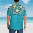 thumbnail image 4 of Susaid Seashells And Fishing Net On Blue Wooden Table Print Short Sleeve Shirts Button Down Casual Shirts Summer Beach Aloha Button Down Short Sleeve for Men ,Large, 4 of 7