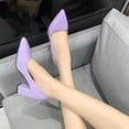 thumbnail image 3 of Women's Candy Color Pointed Toe Thick Heel High Heel Simple Style Shallow Mouth Professional Fashion Single Shoe, 3 of 6