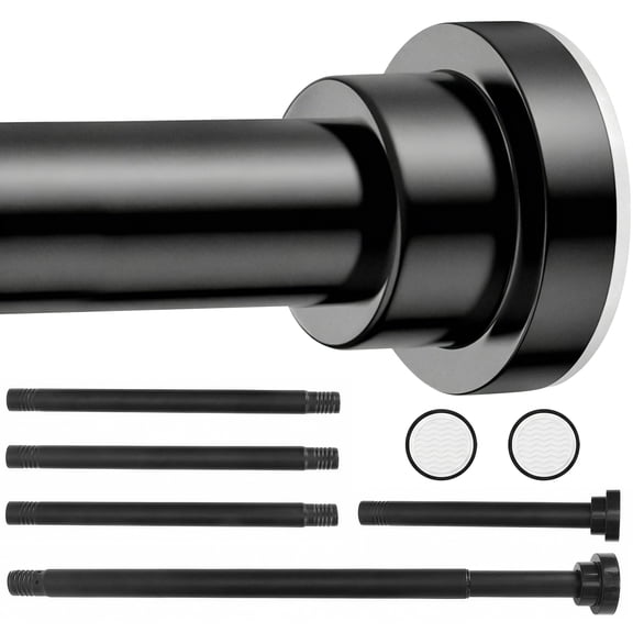 Riousery Adjustable Shower Curtain Rod, 27-76 Inch Spring Tension Curtain Rod, No Drilling Rustproof Stainless Steel Tension Rod for Bathroom, Closet, Window, Black