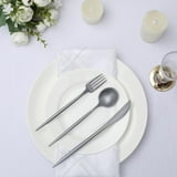 Efavormart 50 Pack | Silver Heavy Duty Plastic Utensil Set, Premium Disposable Sleek Cutlery ...