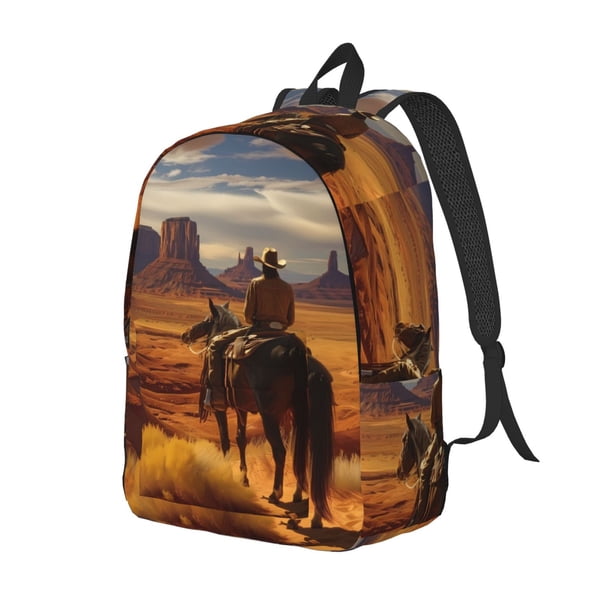 Fotbe Western Desert Cowboy Cloud Mochila de Lona con Estampado, Mochila Duradera, Mochila Versátil de Alta Calidad, Mochila Compacta Vintage-Medium