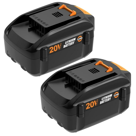 5.0Ah for Worx Battery 20v Cordless Power Tools WA3578 WA3520 and More, 2 Pack, Battery with POWER LEVEL INDICATOR