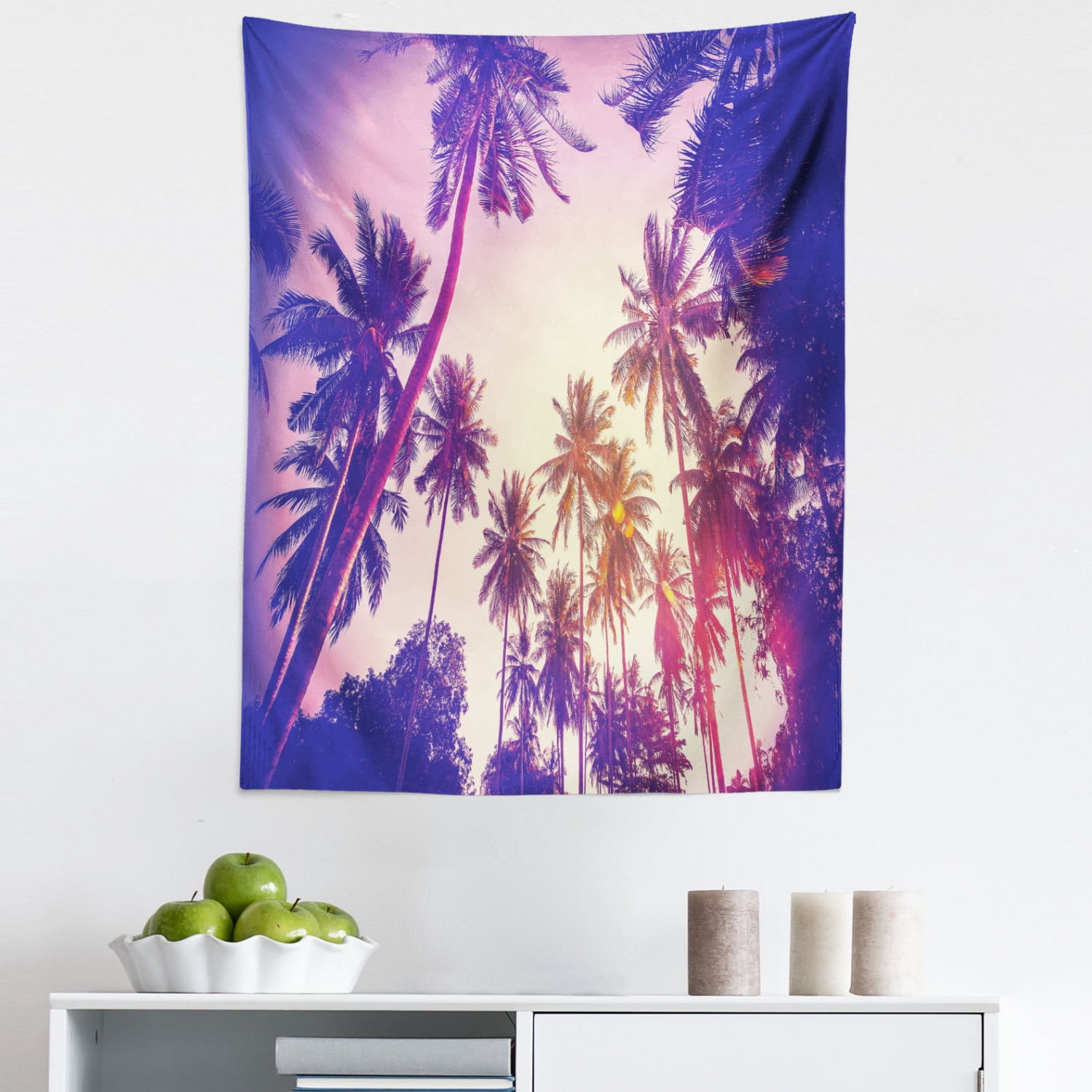 Palm Tree Tapestry, Coconut Trees at Peaceful Sunset Dreamy Tropical