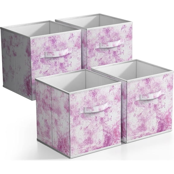 Sorbus Cube Storage Bins Cube Foldable Fabric Basket Bin Box Shelves Cubby Cloth Organizer - Great for Kids Nursery Closet Shelf, Playroom, Home Organization, 4-Pack (Tie-Dye Pink)