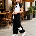 thumbnail image 4 of NEBWOAK Girls 2 Piece Outfit, Star Graphic Crop Top Baggy Wide Leg Pants Set,Black,Size 11-12Y, 4 of 6