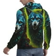 thumbnail image 6 of Pofeuu Fluorescent Wolf Print Mens Casual Hooded Collar Drawstring Hoodies Pullover Sweatshirts Casual Long Sleeve Shirts-Large, 6 of 7