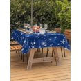thumbnail image 2 of Outdoor Tablecloth with Umbrella Hole and Zipper, Blue Snowflake Christmas Rectangle Table Cloth 52x70 Inch Waterproof Tablecloth, Winter Xmas Snowflake Picnic Table Cover for Patio Camping, 2 of 7