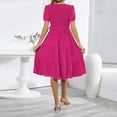 thumbnail image 6 of IDALL Summer Dresses,Petite Dresses Women's 2023 Summer Casual Flutter Short Sleeve V Neck Smocked Elastic Waist Tiered Midi Dress Elegant Dresses,Modest Dresses,Womens Dresses Hot Pink Dress L, 6 of 8