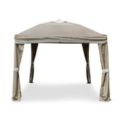 Furniture of America Vanj 10 ft. x 10 ft. Pop-Up Outdoor Patio Gazebo with Wind Vent, Brown