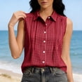 thumbnail image 3 of Taqqpue Women Tank Top Striped Button Down Sleeveless Shirt Blouse Beach Vacation Plus Size Tops Casual Collared Office Work T Shirt for Women S-XXL, 3 of 8