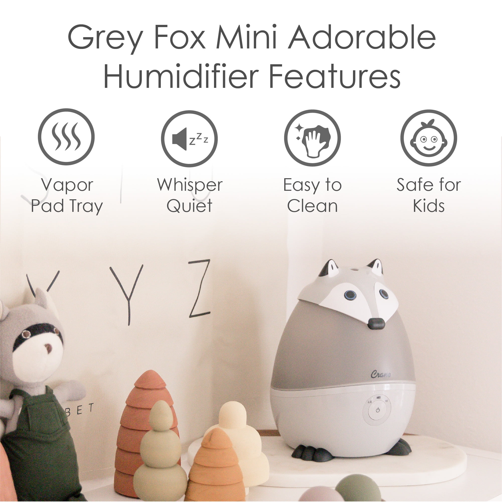 Crane Adorables Ultrasonic Mini Humidifiers for Bedroom and Baby Nursery, .5 Gallon Cool Mist Air Humidifier for Large Room or Kid's Room