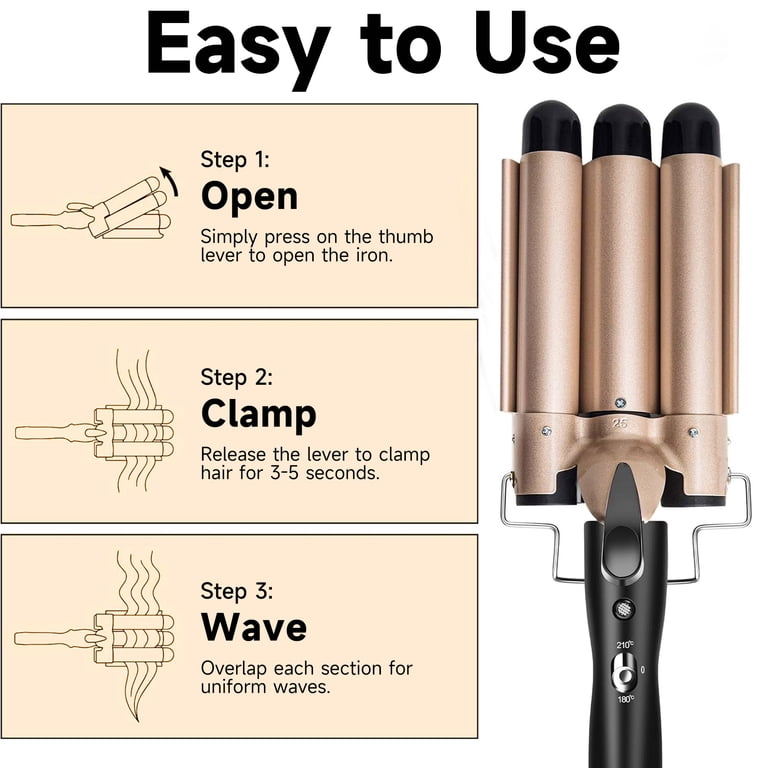 Morfone Ceramic 3 Barrel Curling Iron Wand 22mm Hair Waver