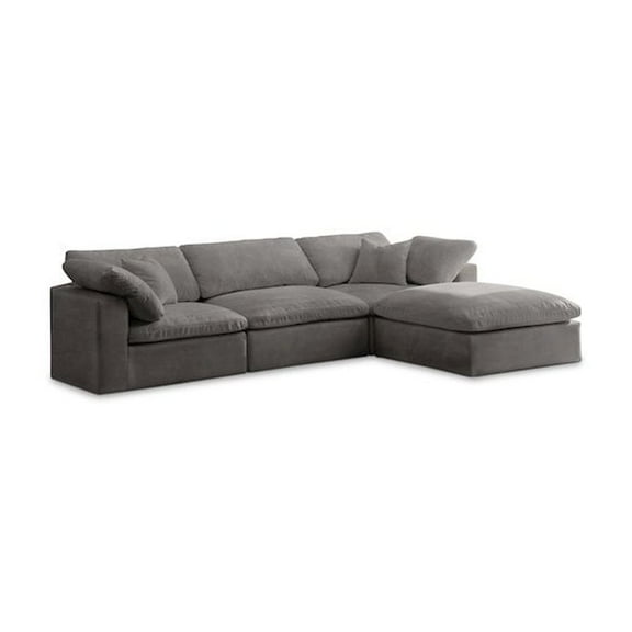 Meridian Furniture Cozy Gray Velvet Modular Sectional