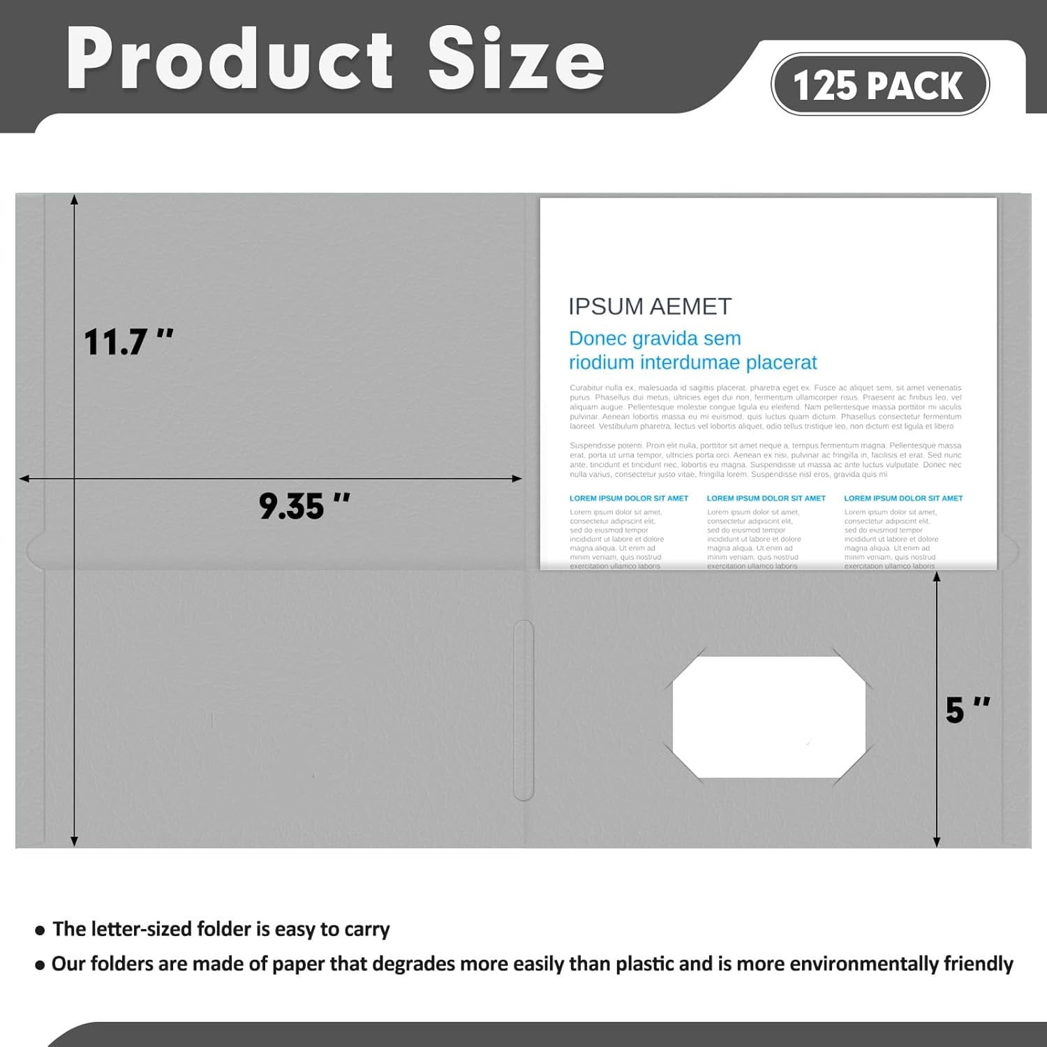 Two Pocket Folders, 125 Pack 2 Pocket Folders, Letter Size Paper File Folder for School Office Home Business