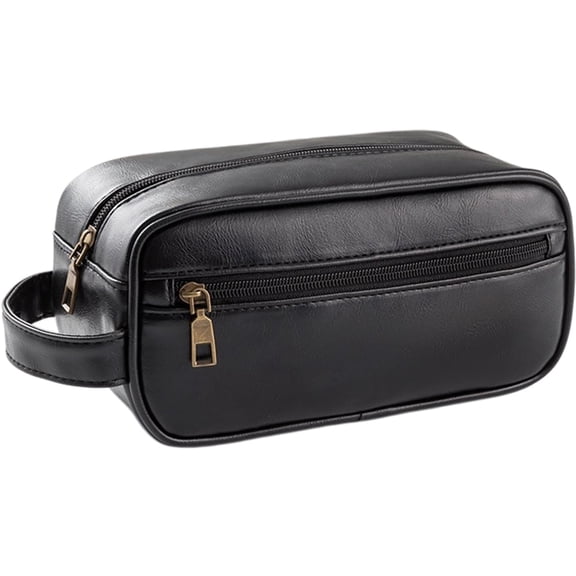 Men’s Toiletry Bag, Vintage PU Leather Travel Dopp Kit, Water-Resistant & Compact