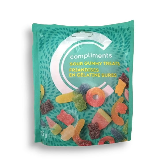 Compliments Sour Gummy Treats Candy, 125g/4.4 oz