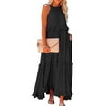 thumbnail image 2 of Mohiass Solid Color Halter Ruffle Maxi Dress for Women Sleeveless Casual 2024 Ruched Long Dress Black L, 2 of 9