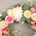 thumbnail image 2 of Moyic Guirnalda de flores artificiales con hojas verdes, peonías, puerta de pared, colgante para el hogar, Navidad, boda, Vintage, Decoración, 2 of 6