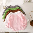 thumbnail image 2 of Autumn Boy Girl Baby O-neck Solid Bottoming Shirt Children Simple Casual Long Sleeves T-shirt Kid Cotton Tops Infant Unique Tees, 2 of 6