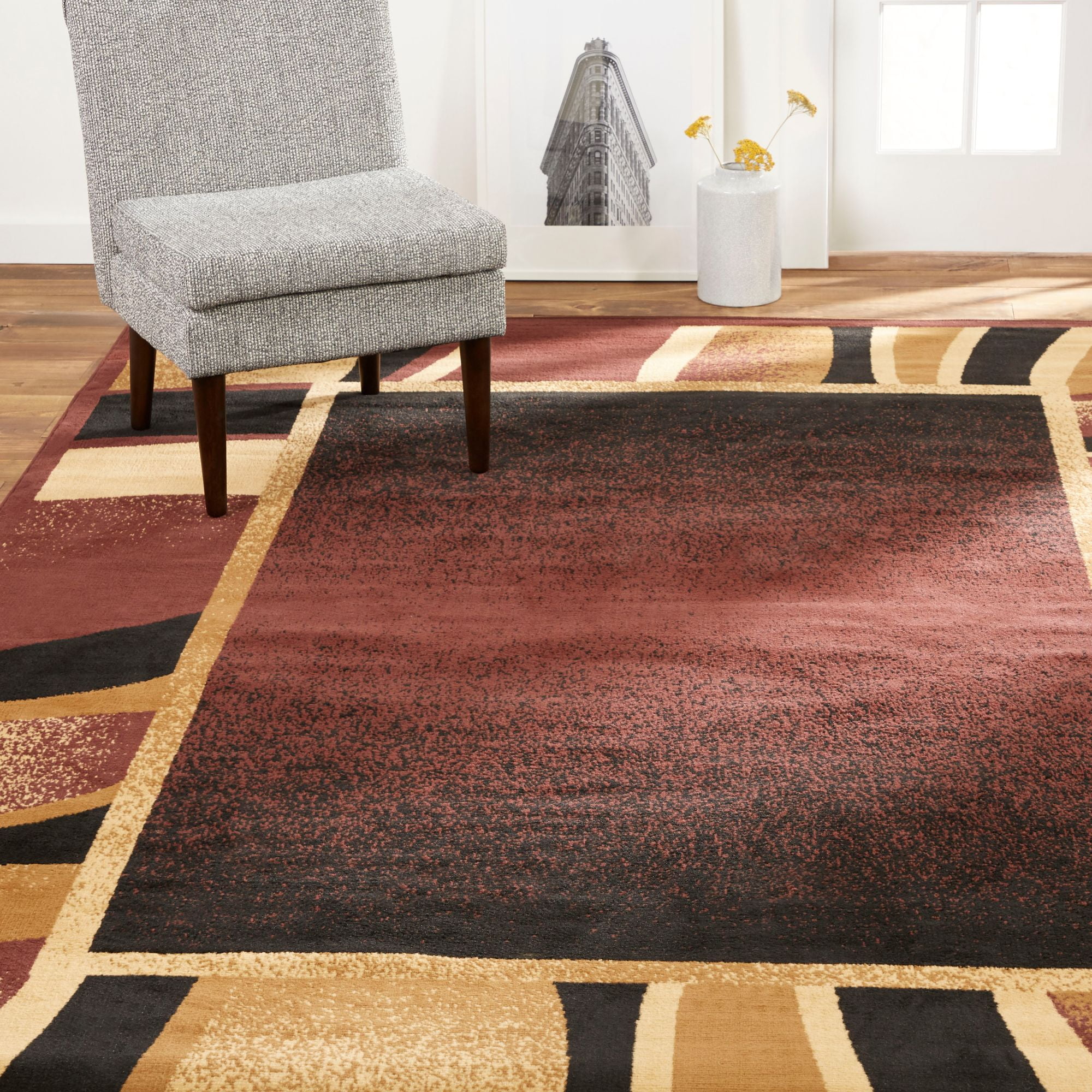 Home Dynamix Premium Rizzy Border Area Rug, Brown, 3'7"x5'2" Walmart