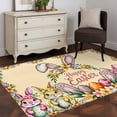 thumbnail image 4 of Happy Eatser Area Rug 4x6 Washable Rug Non Slip Colorful Bunny Eggs Spring Flowers Plants Yellow Large Area Rug Indoor Floor Carpet for Entryway Bedroom Kitchen Living Room Home Office Dining Room, 4 of 8