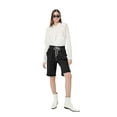 thumbnail image 4 of Lenpel Bermuda Shorts for Women Elastic High Waisted Drawstring Button Front Knee Length Shorts Summer Casual Shorts with Pockets, 4 of 7