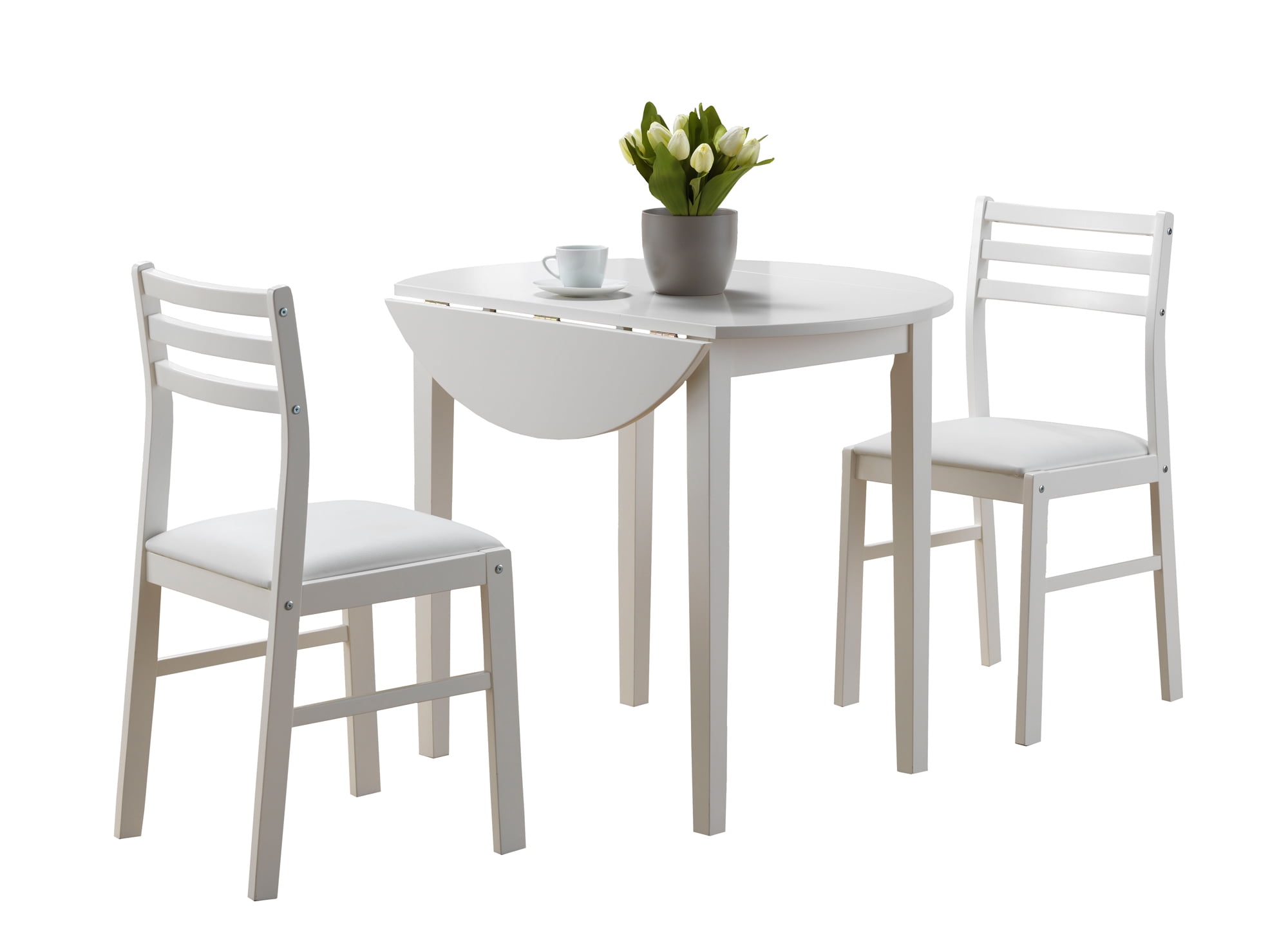 Monarch Specialties Dining Set 3 Pieces, Round Dining Room Table With 3 Leaves